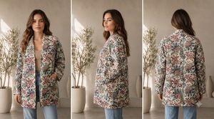 Chaqueta Kantha de Algodón Hecha a Mano para Mujer, Acolchada, Reversible, Estilo Vintage, Patchwork, Colorida, Estilo Boho Étnico, Prenda Exterior Suave - Product Image 3