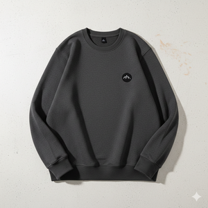 Sweat-shirt à col rond brodé surdimensionné, motif uni, grammage lourd, streetwear d'hiver pour couples, OEM - Product Image 2