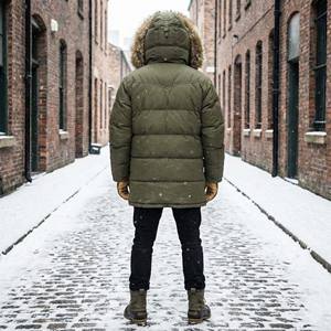 Blouson Bomber matelassé pour homme, style automne, avec col montant, capuche en fausse fourrure, en coton ciré, logo frontal, poignets côtelés - Manteau d'extérieur - Product Image 6