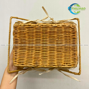 Eco-Friendly <b>Wicker</b> RATTAN Storage <b>Basket</b> Eco-Friendly Rattan <b>Basket</b> <b>with</b> Frame, Cotton Liner, <b>Handles</b> for Home Decoration - Product Image 6