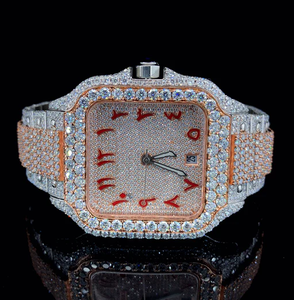 Montre mécanique automatique carrée de haute qualité Hip Hop avec cadran arabe entièrement sertie de diamants Moissanite - Product Image 2