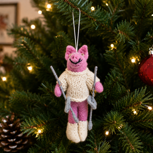 Décoration de Noël en feutre de laine fait main en forme de cochon, à suspendre à l'arbre - Product Image 1