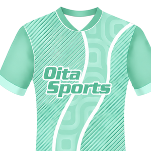 Maillot de rugby vert menthe et blanc à manches courtes, col en V, uniforme d'équipe géométrique personnalisé, respirant, pour l'entraînement et le sport - Product Image 3