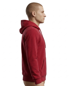 Sudadera con Capucha Roja para Hombre, Corte Regular, Color Sólido, Informal, con Bolsillo Delantero, 100% Algodón, Tejido French Terry, para Otoño - Product Image 3