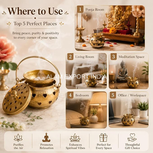 Superior Best Quality Brass Hanging Incense <b>Burner</b> Gold Finished Lowest Price Star Design Round Hammered Look Aroma <b>Oil</b> <b>Burner</b> - Product Image 2
