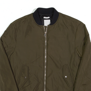 Chaqueta Bomber Verde Oliva para Hombre, Ligera, de Nailon, con Cierre, Cuello Acanalado, Ropa Exterior Informal - Product Image 5