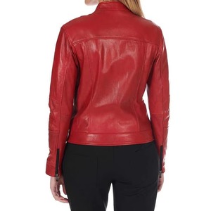 2026 High Quality Custom Women Genuine <b>Leather</b> <b>Jacket</b> Long Sleeve Red Color Women <b>Leather</b> <b>Jacket</b> Outerwear <b>Leather</b> <b>Jacket</b> Women - Product Image 2
