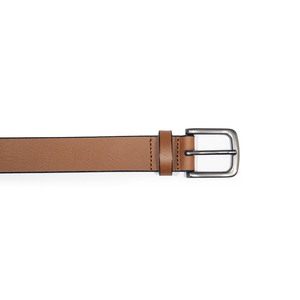 Men's Tan Cowhide Formal Belt Braided Adjustable with Alloy <b>Square</b> Buckle Reversible <b>Edge</b> 3.5cm Width 105cm Length - Product Image 3