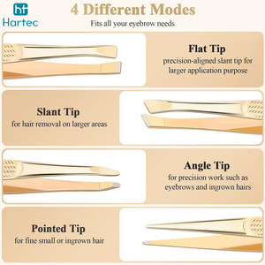 Top Trendy Product Stainless Steel Gold Color Eyebrow Tweezers, High-Precision Brow Shaping Hair Removal <b>Makeup</b> Grooming <b>Tool</b> - Product Image 5