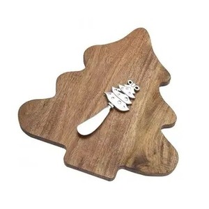 Top Trending Wood Chopping <b>Block</b> Christmas Tree <b>Shape</b> With Stainless Steel Knife Anti Slip Design - Product Image 2