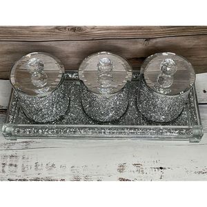 Ambrose squisito vetro diamante schiacciato tè e caffè contenitori con vassoio Premium accessorio in confezione regalo - Product Image 2