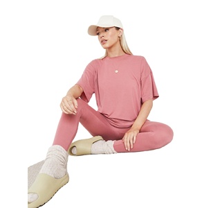 Womens Oversize Drop Shoulder <b>Tshirt</b> Top And Bottom V Cut Maternity Leggings For Pregnant Ladies Blank Tracksuit Two Piece Sets - Product Image 1