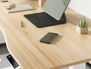 Planche de remplacement pour bureau en bambou massif, surface en bois naturel, bureau debout électrique réglable en hauteur, moderne et écologique - Product Image 4