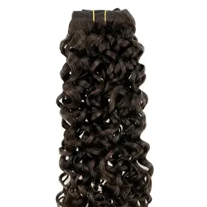 100% Remy Weft <b>Brown</b> Black <b>Curly</b> Hair Natural Wave Texture Human Hair Weft Soft Full Volume - Product Image 1