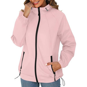 Chaqueta Impermeable para Mujer, Ligera, Acolchada, Cortavientos con Capucha, Plegable, con Bolsillos, Transpirable, para Exteriores - Product Image 1