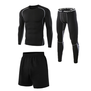 Ensemble de sport pour homme, noir, respirant, écologique, recyclable, compression, fitness, sans couture, short d'entraînement en plein air imprimé - Product Image 2