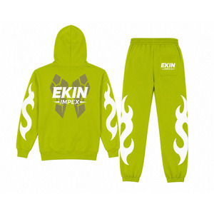 Custom Men Flame Tracksuit Zip Up Hoodie and Jogger Set Streetwear Sportswear - Product Image 4