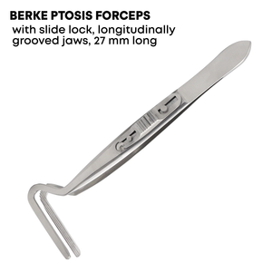 Pinzas Berke para Pítoesis de 27 mm con Bloqueo Deslizante, Instrumento Quirúrgico Oftálmico para Cirugía de Párpados - Product Image 2