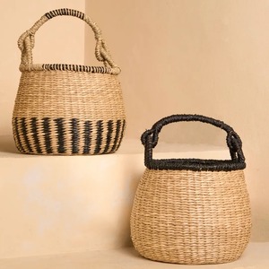 Cesta Redonda con Asa, Estilo Costero Encantador, Cesta de Almacenamiento Hecha a Mano, Venta al por Mayor, Ecológica, Hecha en Vietnam - Product Image 1