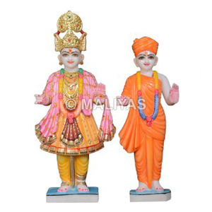 Conjunto de Estatuas del Templo Swaminarayan |   Murti de Mármol de Swaminarayan y Gunatitanand - Product Image 1