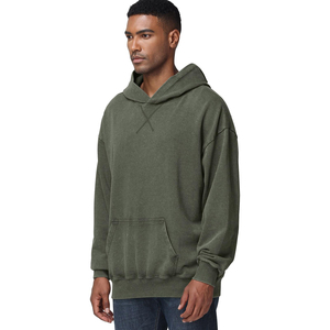 Sweat à capuche oversize pour homme, streetwear, décontracté, pour la gym, tissu épais, hiver, personnalisé, délavé à l'acide, brodé, 100% coton, 300g - Product Image 5