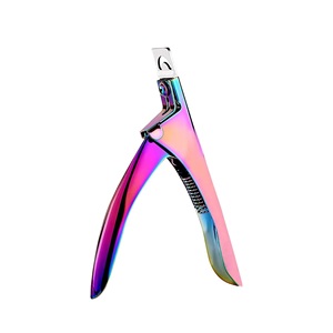 Cortauñas de acero al carbono con punta afilada, duradero, recto, arcoíris, para uñas postizas, recortador de uñas artificiales para arte de uñas. - Product Image 1