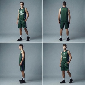 Conjuntos de Uniformes de Baloncesto Unisex Personalizados, Transpirables, de Poliéster, con Letras de Animales en la Parte Delantera, Pantalones Cortos Deportivos, Azul Cielo, Negro, Sublimación - Product Image 2