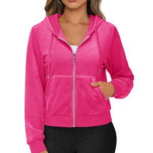Best Clothing Winter Streetwear Ladies <b>Velvet</b> Hoodies Top Seller Drop Shoulder <b>Velvet</b> Zipper <b>Hoodie</b> For Woman - Product Image 1