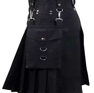 Kilt utilitaire gothique noir corbeau avec embellissement de chaîne détachable pour instruments de musique et accessoires - Product Image 3