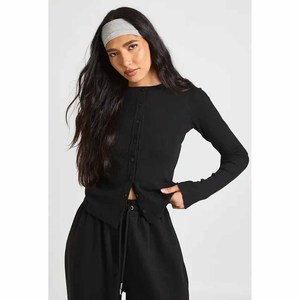 <b>Women</b> 2 Piece <b>Knitted</b> Tracksuit Set Long Sleeve Crew Neck Solid Black Loose Fit Casual All Seasons Sweatpants and Top Set - Product Image 3