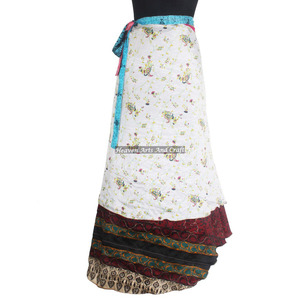 Collection of Party Wear Sari Silk <b>Long</b> Wrap <b>Skirts</b> for <b>Girls</b> Boho Stylish Multi Color Summer Wear Comfortable Fashion Boho - Product Image 1
