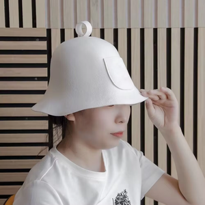 Chapeau de sauna en laine mérinos de luxe, doux, réutilisable, avec logo personnalisé, pour le refroidissement et les soins capillaires, unisexe adulte, directement de l'usine - Product Image 3