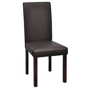4pcs <b>Brown</b> Faux <b>Leather</b> Dining <b>Chairs</b> - Product Image 3