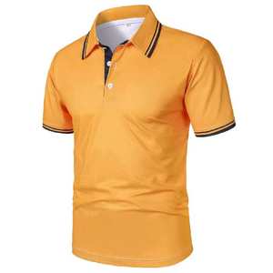 Chemise polo pour homme en couleur jaune uni, col rabattu, coupe classique, pour l'été, avec services OEM ODM - Product Image 3