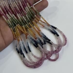 Cuentas facetadas de zafiro natural AAA, cuentas redondas de zafiro arcoíris, hilo de piedras preciosas para la fabricación de joyería, cuentas sueltas al por mayor. - Product Image 6