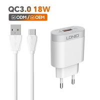 LDNIO A303Q 18W Accessoires de téléphone Chargeur portable Chargeur rapide de téléphone portable personnalisé pour le chargement d'iPhone et Android
