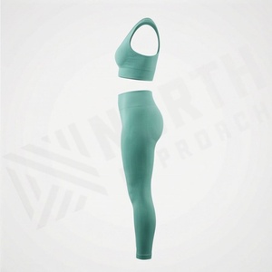 Custom Wholesale Fitness Yoga Set <b>Womens</b> Beauty <b>Back</b> Crop Top High Waist Pants Scrunch Butt Gym Wear Activewear Tops - Product Image 3