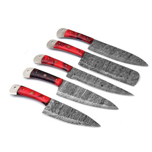 Ensemble de couteaux de chef en acier Damas avec étui en cuir, collection complète de couteaux de cuisine pour les tâches culinaires et le travail en cuisine - Product Image 5