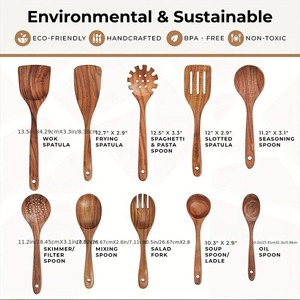 Soporte de Almacenamiento para Utensilios de Cocina de Madera de Acacia Hecho a Mano, Juego de Utensilios de Cocina de Madera Ecológicos y Duraderos - Product Image 6