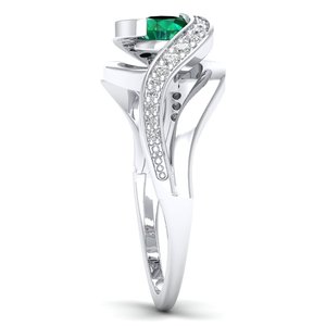 REYES Luxurious GRA Certified Moissanite with Emerald Gemstone <b>Ring</b> in 925 Sterling Silver Everyday Wear Birthstone <b>Rings</b> - Product Image 3