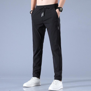 Pantalon de jogging décontracté pour homme en toile gris clair, avec fermeture à boutons, taille élastique, coupe ajustée, léger et écologique - Product Image 4