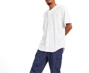 Camiseta de Béisbol Blanca para Hombre, Cuello Redondo, Manga Corta, Corte Regular, Color Sólido, 100% Poliéster, Tejido de Malla Transpirable, Personalizable para Equipos - Product Image 2