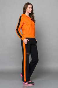 Ensemble de survêtement décontracté 2-en-1 pour femme, en polyester, imprimé color block marron et blanc, à manches longues, col roulé zippé, coupe ample et sportive - Product Image 6