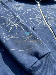 Sudadera con capucha de algodón grueso ZABEX con cremallera completa y diseño de pedrería, ropa de calle transpirable personalizada para hombre, invierno, PAKISTÁN - Product Image 6