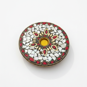 Porta Incienso Redondo de Piedra Hecho a Mano para Conos y Varillas – Quemador de Incienso Decorativo Navideño | Decoración Redonda Hecha a Mano para el Hogar Round-ISRH4 - Product Image 3