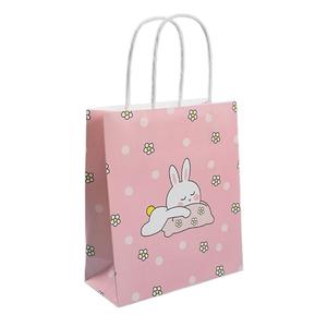 Bonita bolsa de regalo de papel Kraft con estampado de animales ecológica, reutilizable, duradera para fiestas, embalaje de regalo, venta al por menor (18x8x21cm) -estilo 07 - Product Image 1