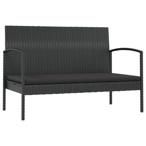 Conjunto de Muebles de Jardín de Ratán PE Negro con Acero con Recubrimiento en Polvo y Vidrio, Muebles de Exterior Premium - Product Image 3