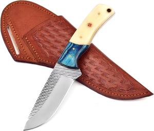Couteau de chasse avec manche en bois naturel et étui en cuir véritable, disponible en version OEM, couteaux de chasse médiévaux - Product Image 3