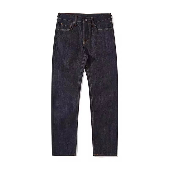 Vintage Heavy Denim Men's Jeans 100% Cotton Solid Woven Eco-Friendly Winter Straight Leg Mid Waist Casual Stonewashed