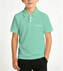 Solid Breathable Quick Dry Eco-Friendly Polyester/Cotton Jersey Compressed Short Sleeve Polo Shirt Boys Casual Pink Collar Plain - Product Image 1
